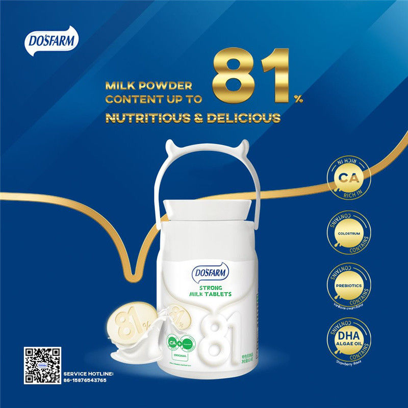 DOSFARM Customized 81% Cow Milk Candy Milk Flakes HALAL Colostrum Taste Milk Tablet 81.4g Maker