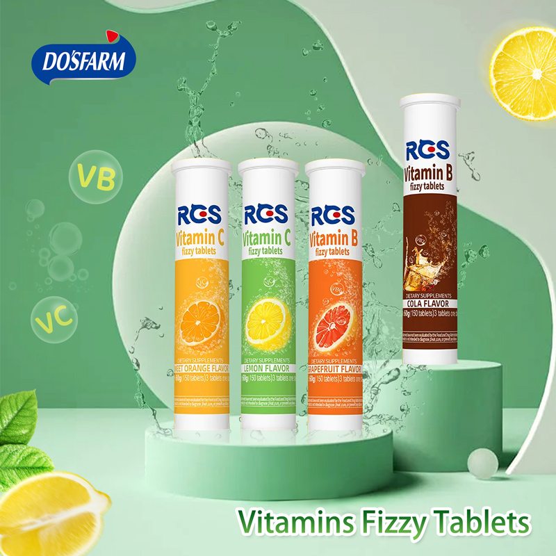 DOSFARM Keɓaɓɓen Kariyar Kiwon Lafiya Vitamin C Vitamin B Fizzy Tablet VB Allunan Ƙarƙashin Ƙarƙashin Ƙarƙashin Ƙarƙashin Ƙarƙwara