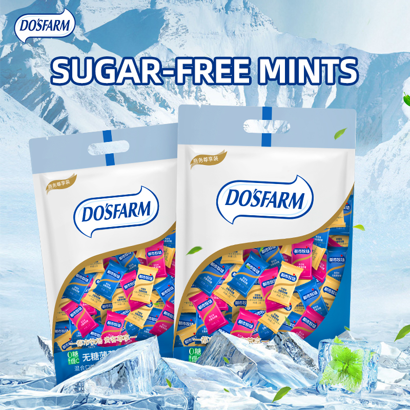 DOSFARM OEM Sugar Free Mints Business Gaaschtfrëndlechkeet Candy Bulk Erfrëschende Lozenges Vitamin C Fabrikant
