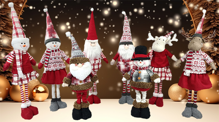 2024 Natal Boneka Set: Santa, Snowman, Reindeer Dileupaskeun
