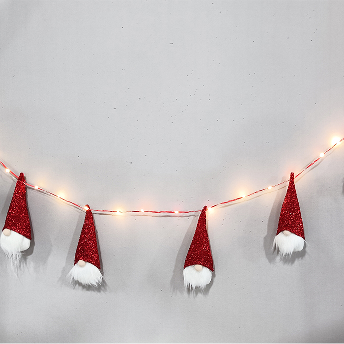 Banner di gnomo in peluche a LED per la decorazione della parete di Natale