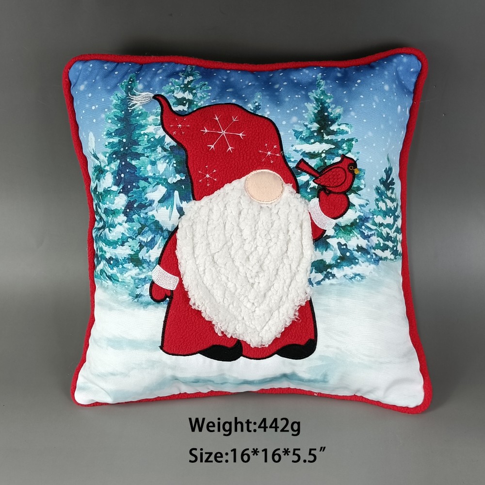 Плюшевая подушка Санта-Гнома на зимнее Рождество