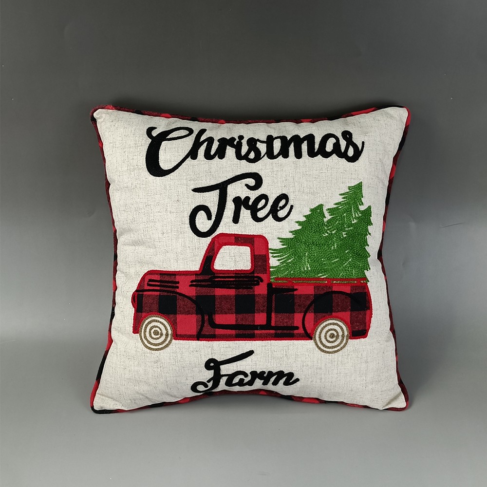 New Design Plaid And Linen Christmas Pillow