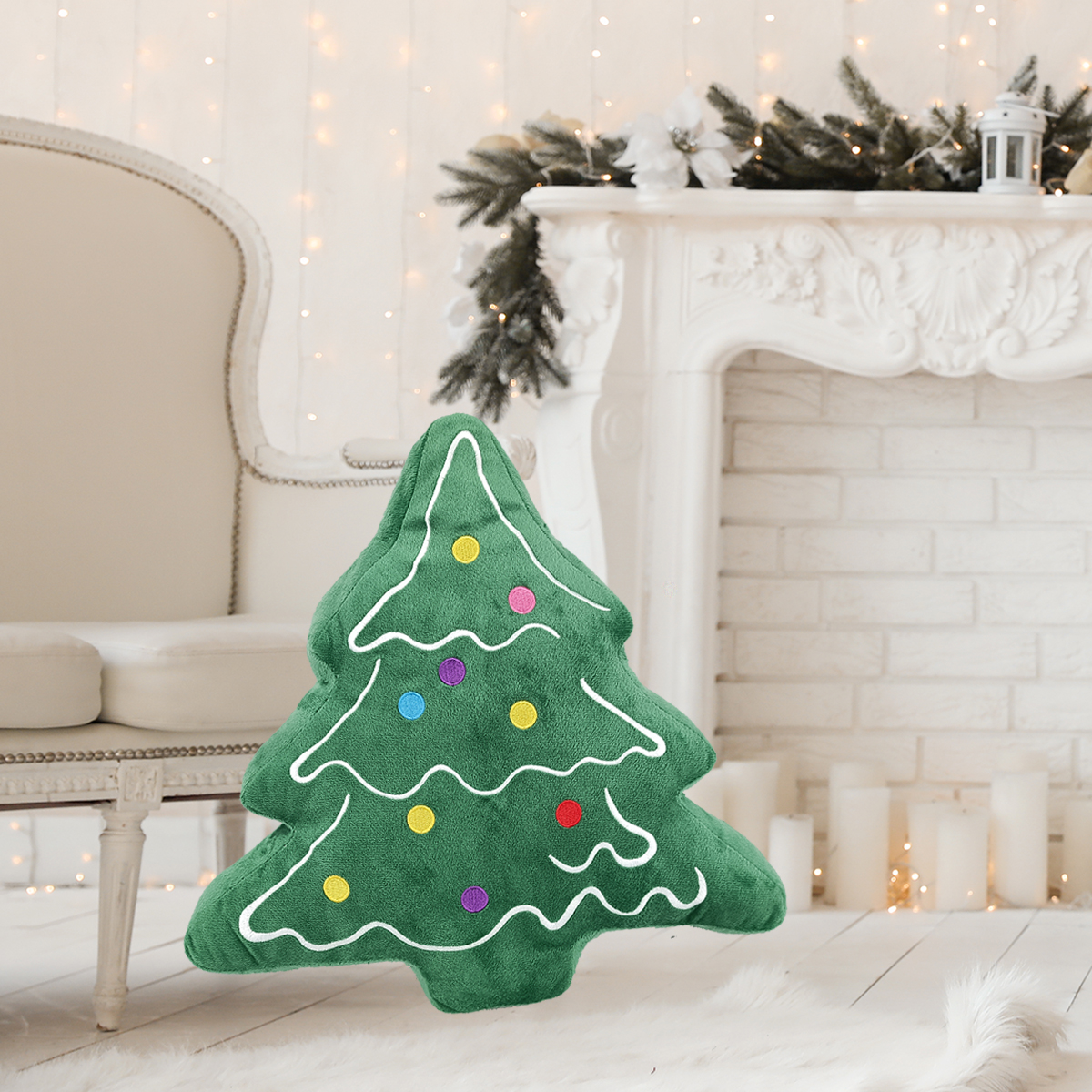 Christmas Tree Stuffed Throw Pillow For Home Decor