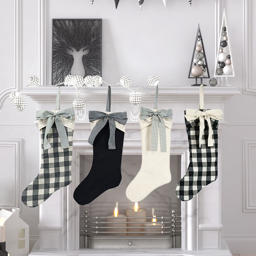 Simple Christmas Stocking Plaid Sock