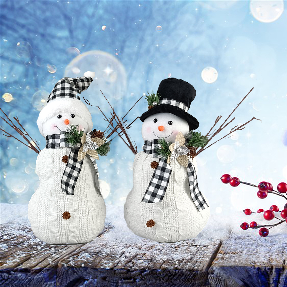 Lindo juego de muñeco de nieve de pie navideño de alta calidad