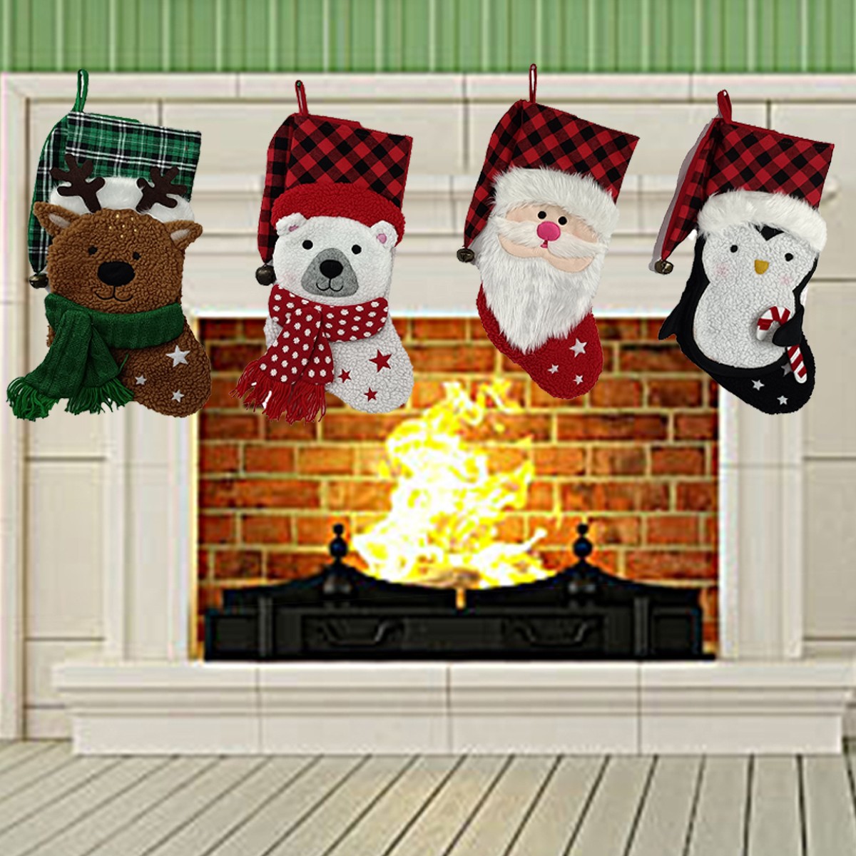 クリスマスサンタヘラジカ人形靴下