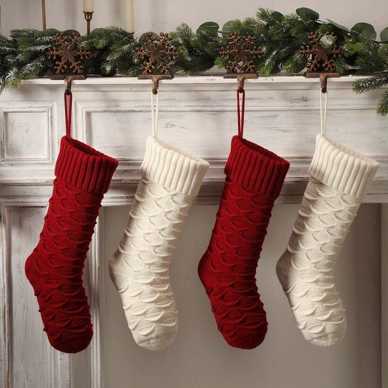 Big Size LED Christmas Knitted Stocking for Festive Decor