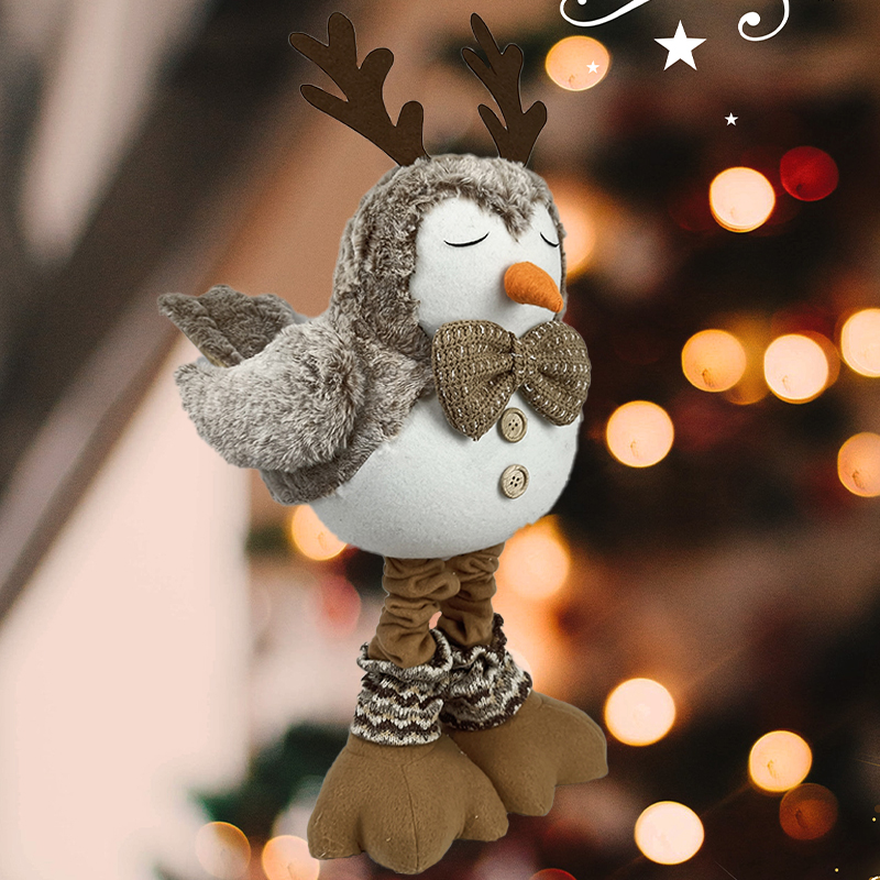 Uccello natalizio in tessuto con zampe elastiche - Perfetto per un pisolino