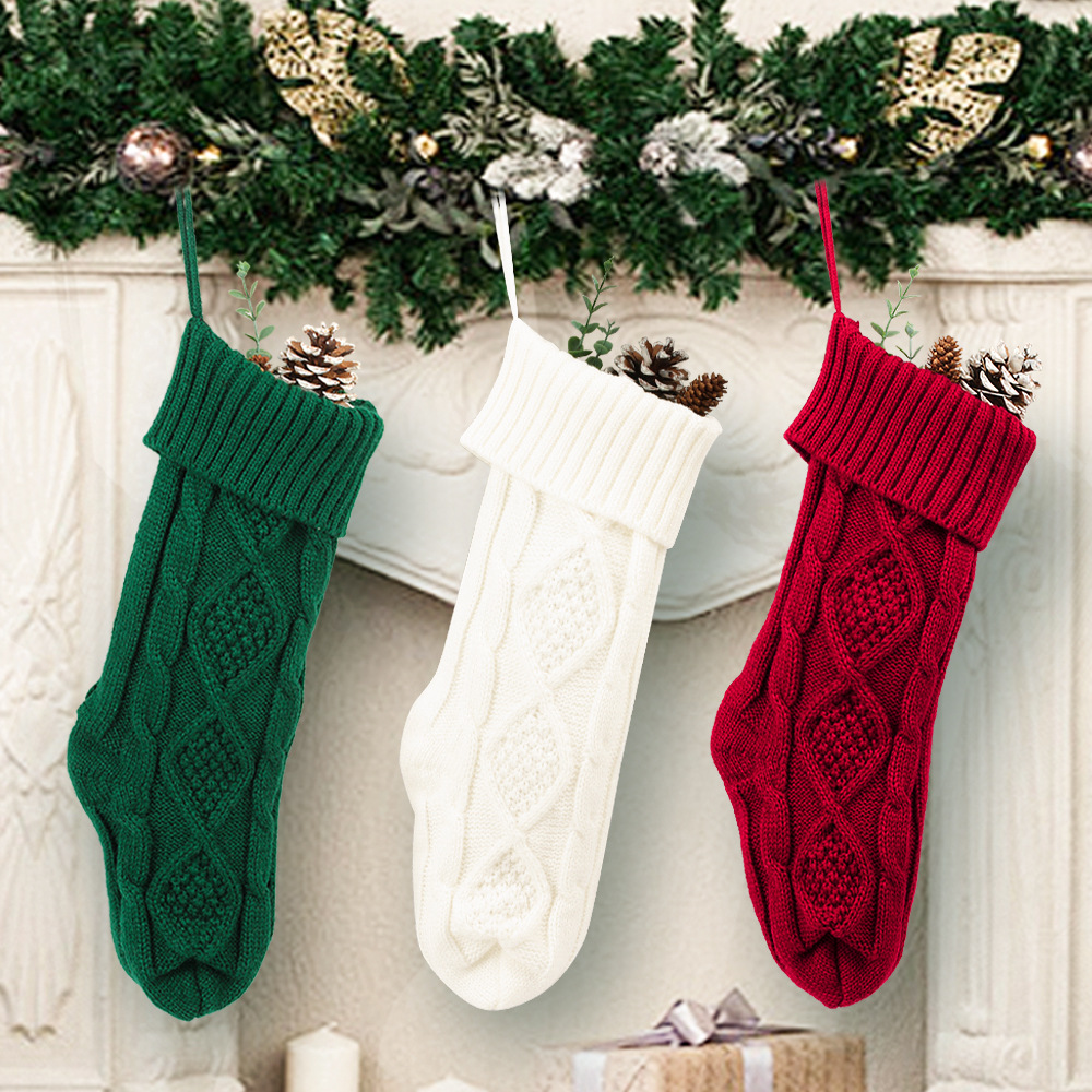 Рождественские вязаные чулки, шерстяные носки