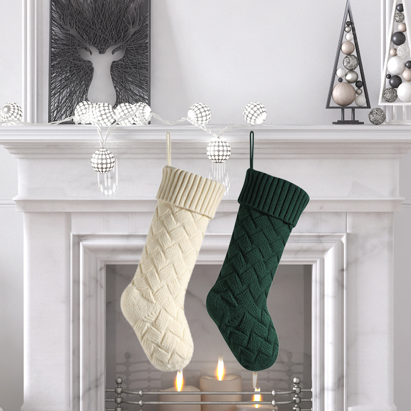 Knit Christmas Stockings for Fireplace Hanging