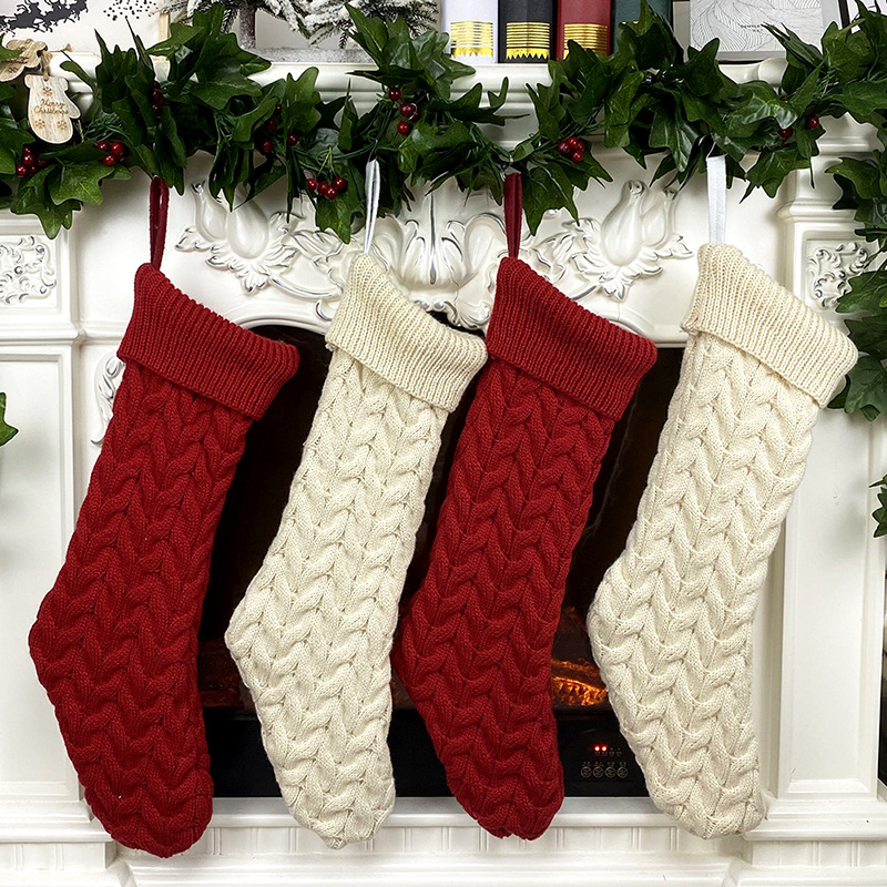 Noel Örme Yün Çorap Hediye Çantaları