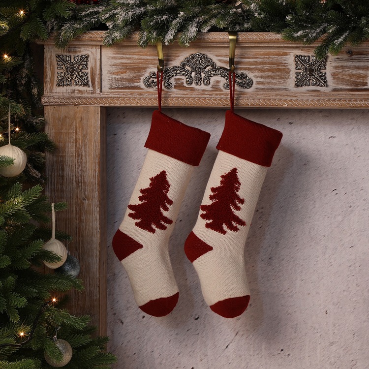 Knit Christmas Tree Reindeer Stockings - Festive Decor!