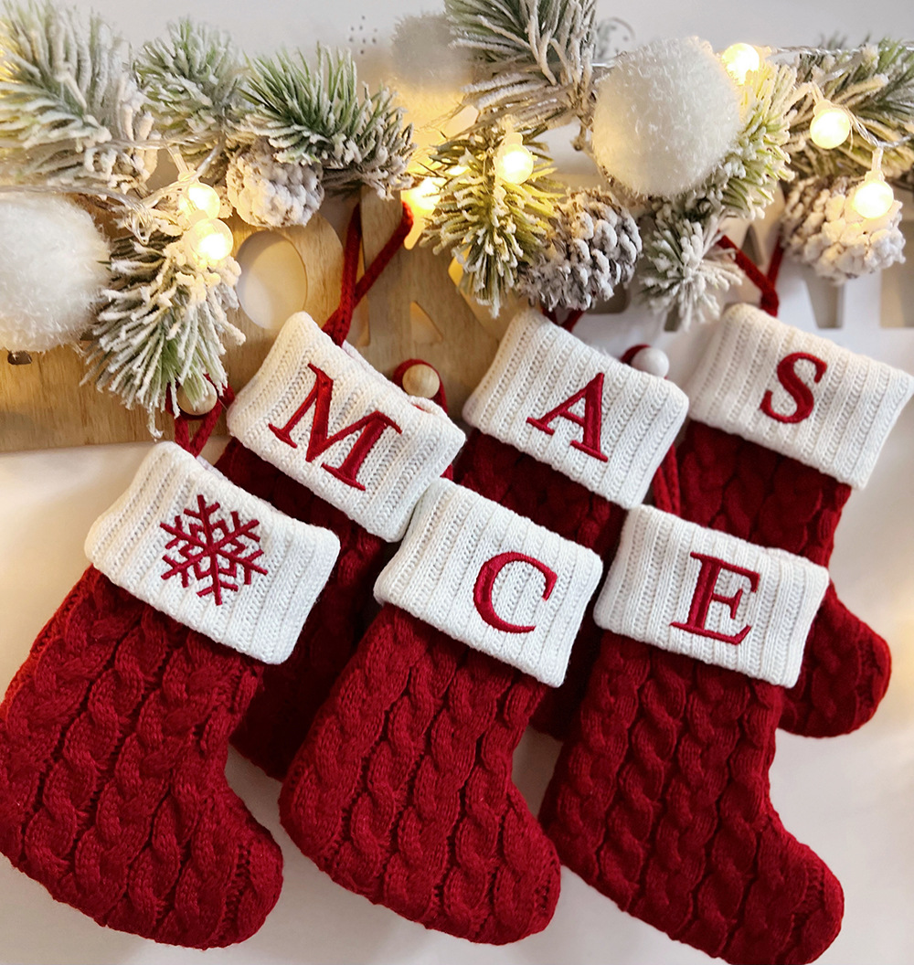 Premium Christmas Knit Socks: High-Quality Alphabet Design