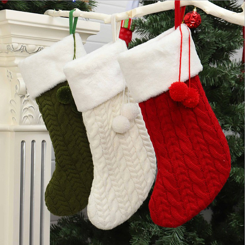 Calcetines navideños de lana de punto grueso personalizados