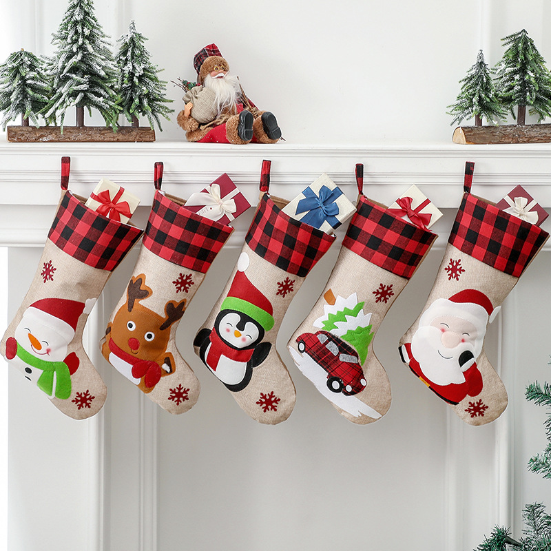 Buffalo Ekose Noel Gnome Çorapları Hediye Çantası