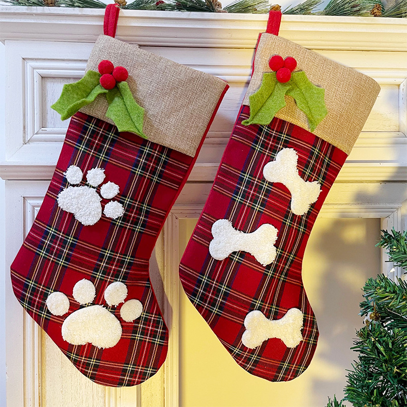 Noel Köpek Paw Bones Evcil Hayvan Çorapları - Şenlikli Çorap Seti
