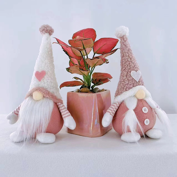 Anak Patung Pasangan Tanpa Wajah Berkait Hari Valentine - Pink Gnome