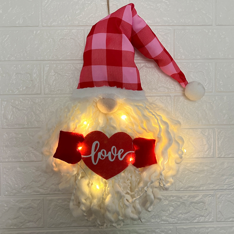 Valentine Ornament Hanging Glow Gnome