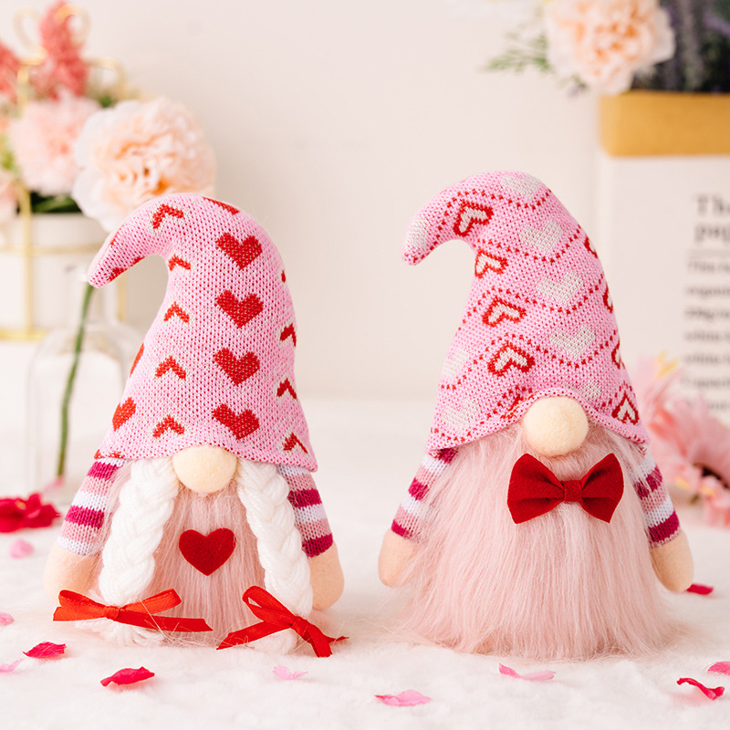 Adorables adornos de gnomos con pajarita del día de San Valentín