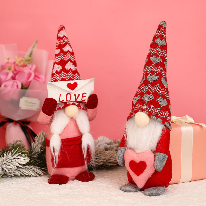 Sevgililer Günü Gnome İskandinav Tomte Peluş Elf Bebeği