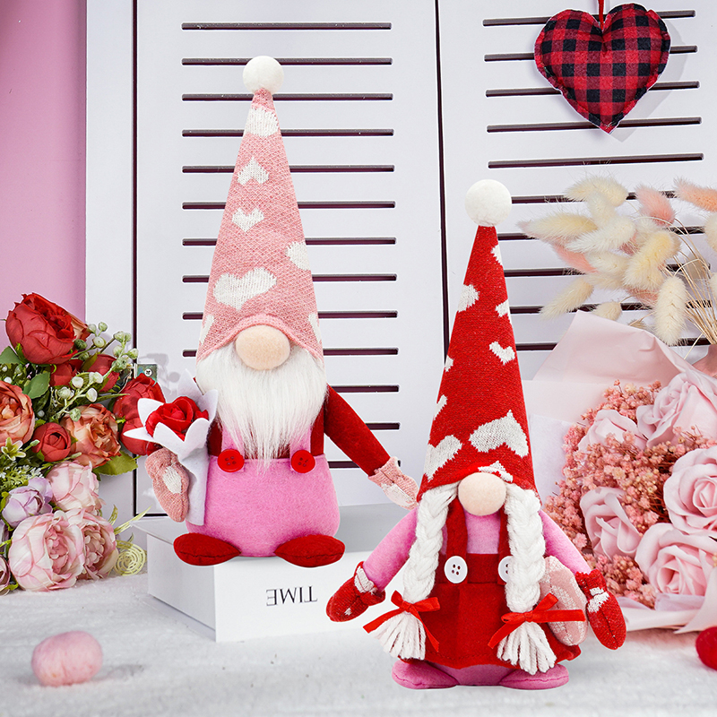 Anak Patung Pasangan Gnome Cinta Hari Valentine yang Comel