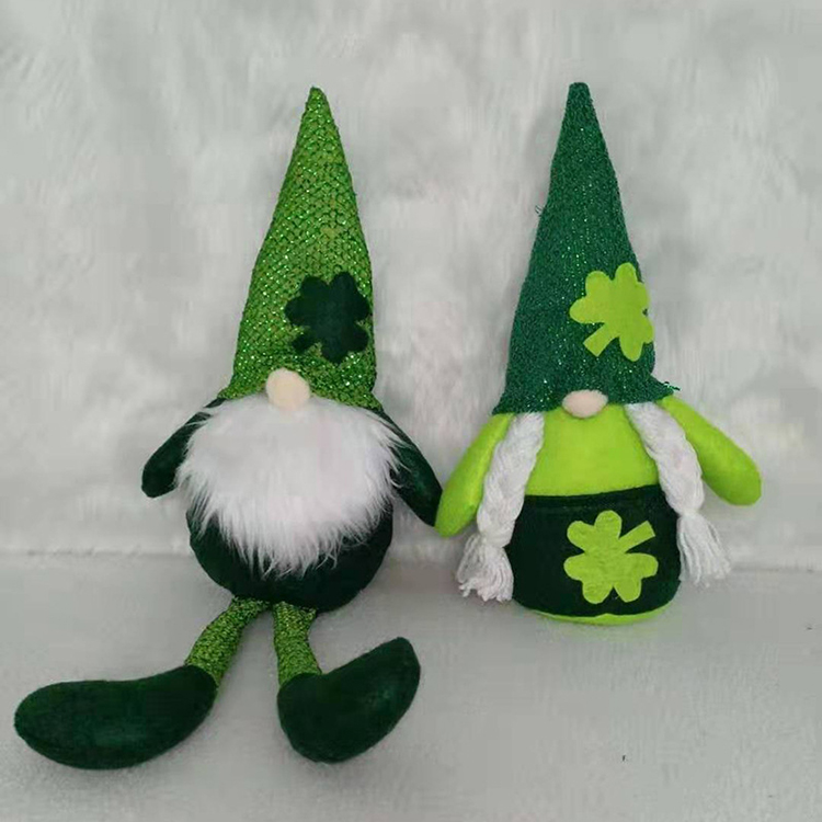 Peluche de gnomo verde del día de San Patricio, decora con encanto irlandés