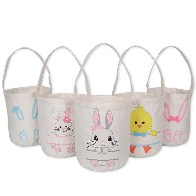 Easter Bunny Basket Large Bucket Canvas Tote