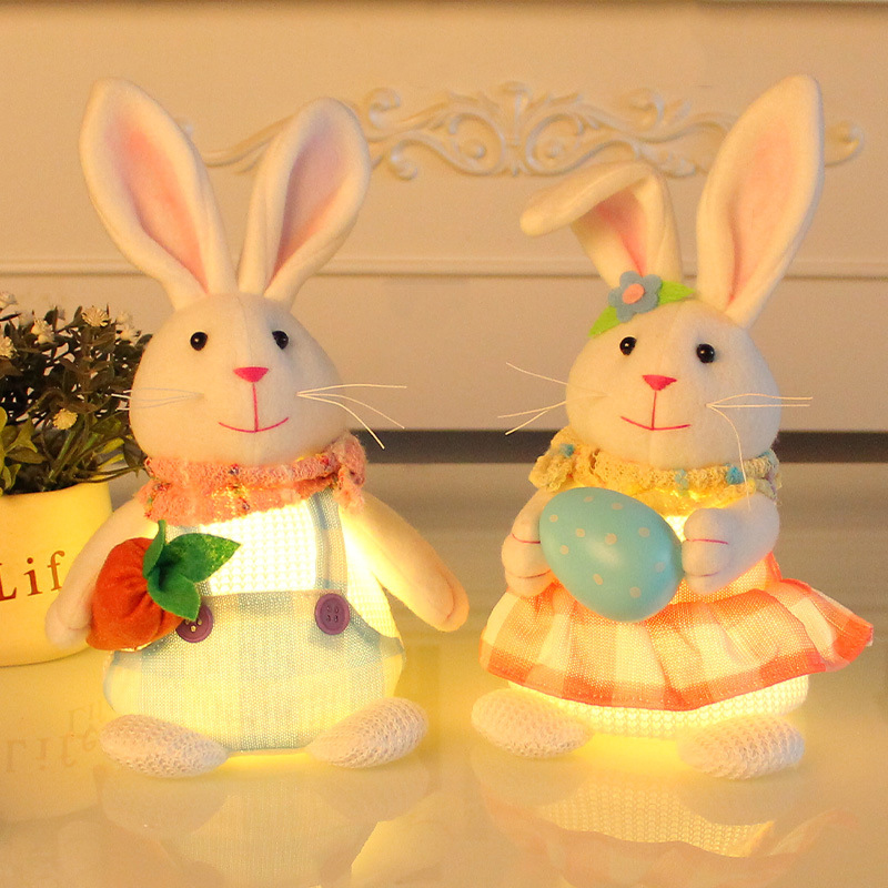 부활절 빛나는 서 있는 토끼 플러시 장난감 - 귀여운 토끼