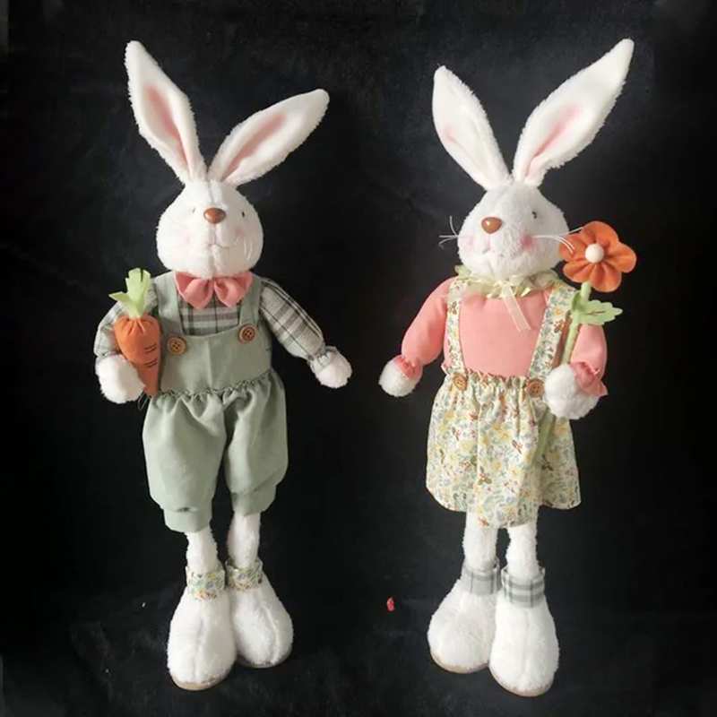 Handgefertigte nordische Kaninchenpuppe mit langen Beinen – individuelles Ostergeschenk