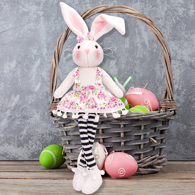 Adorable Easter Plush Bunny: Long Ears & Decorative