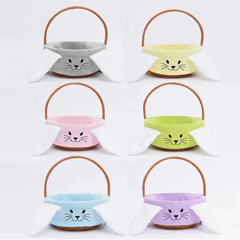 Forro personalizado de cesta de Pascua de terciopelo con orejas de conejito