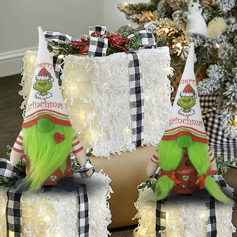 Set Anak Patung Tanpa Wajah Krismas Grinch & Rudolf