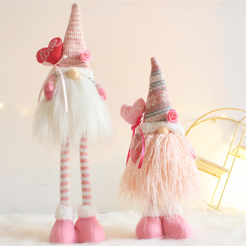Roze liefde gezichtsloze pop Rudolph HolidayGift decoratie