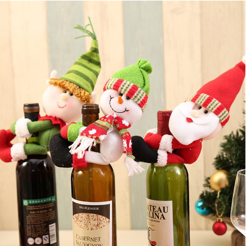 Wesołych Świąt Osłona na butelkę wina - ozdoby Navidad