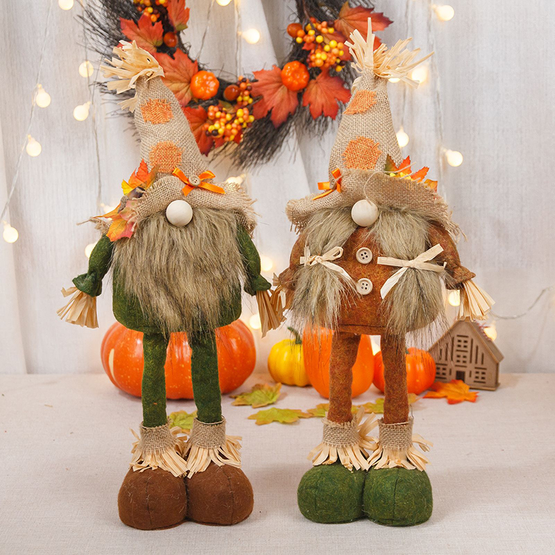 Harvest Scarecrow Faceless Plush Gnome - Retractable Doll