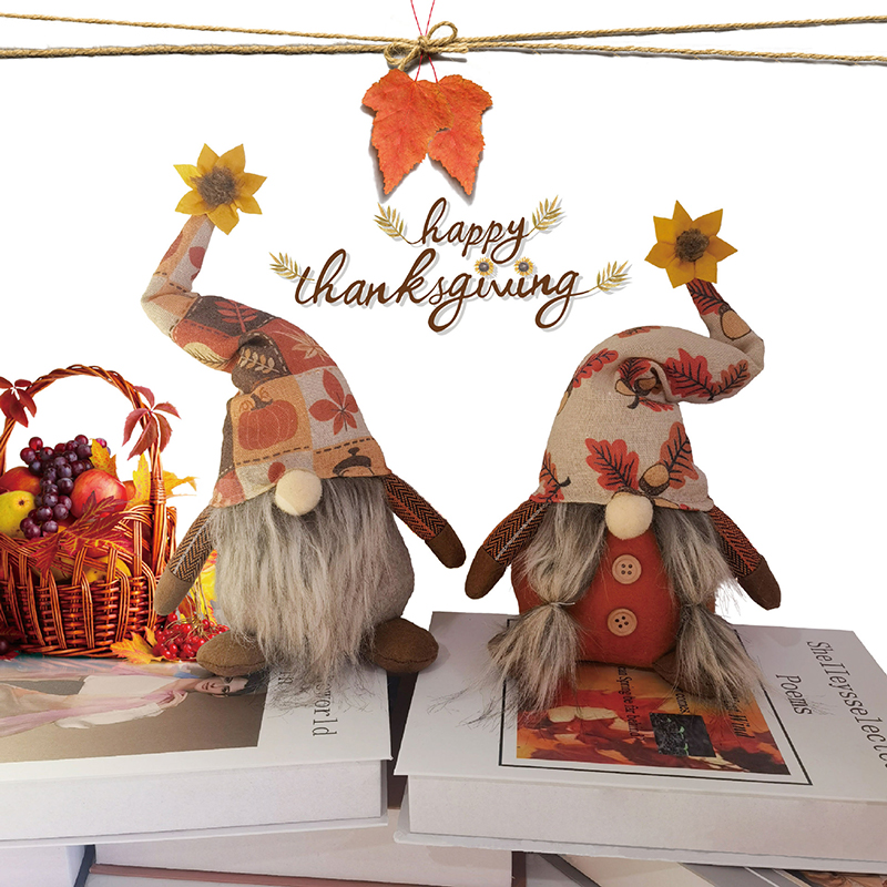 Thanksgiving-Puppe, Ahornblatt-Sonnenblume, gesichtsloser Zwerg