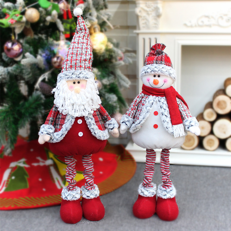 Figura de muñeco de nieve de Papá Noel de felpa navideña de lujo