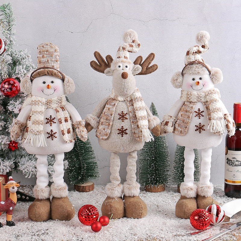 Grande bambola natalizia con gambe lunghe, alce, pupazzo di neve, in vendita