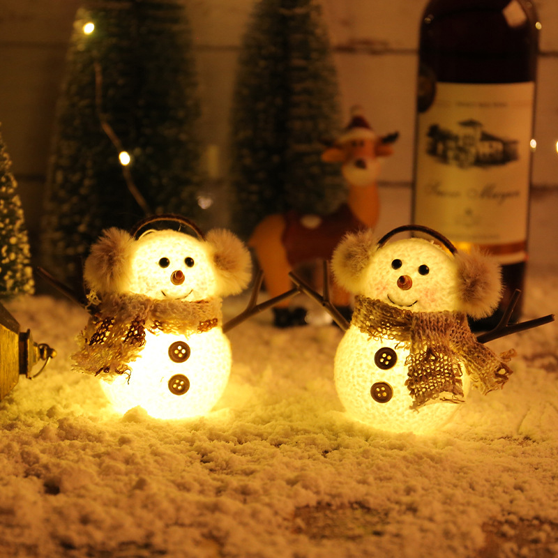 Jolie mini figurine de bonhommes de neige lumineux – Cadeau d'hiver parfait