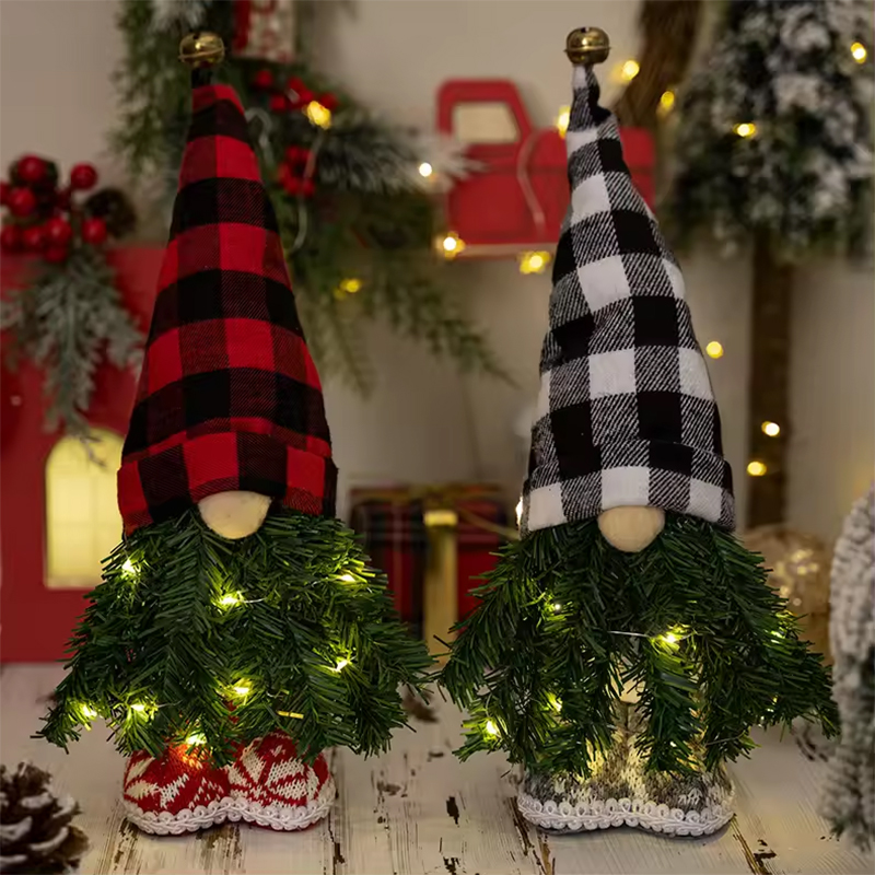 LED Christmas Tree Gnomes ตุ๊กตา Plush - ของขวัญที่สมบูรณ์แบบ