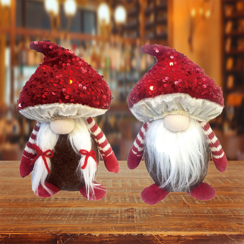 Christmas Sequins Mushroom Gnome Plush Doll