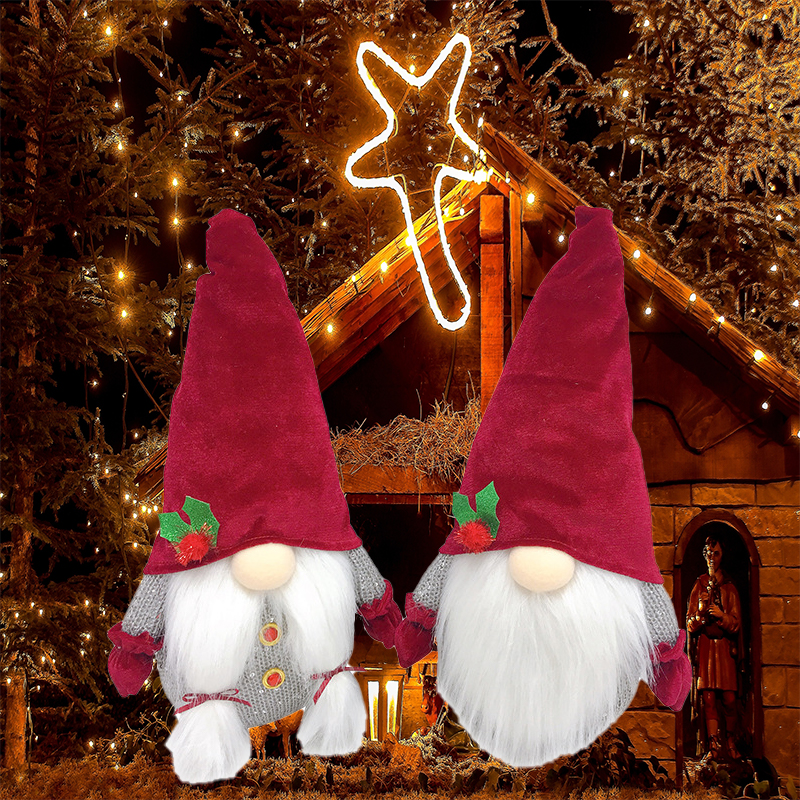 Gnome en peluche sans visage lumineux – Cadeau de Noël parfait