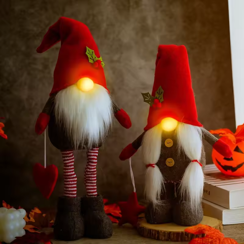 Gnome Natal Mewah Besar dengan Kaki Terentang