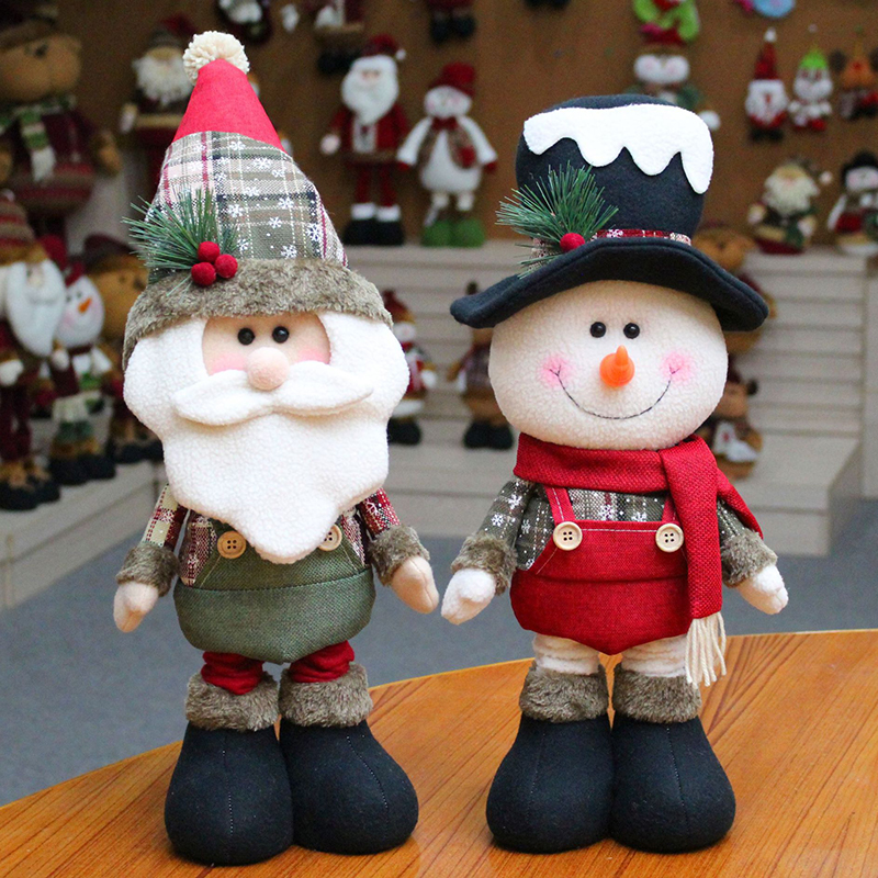 Intrekbare kerstpoppenset - Kerstman, Sneeuwpop, Eland
