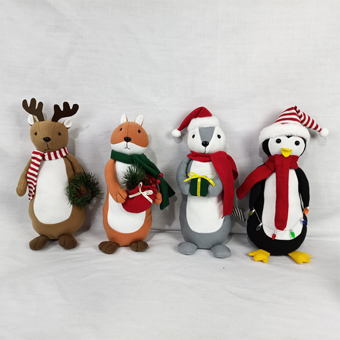 ست هدیه حیوانات با شکم پر - گوزن شمالی، سنجاب، عروسک پنگوئن