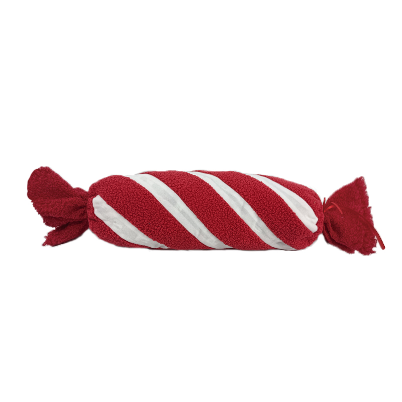 Christmas Candy Stripe Pillow - Red & White
