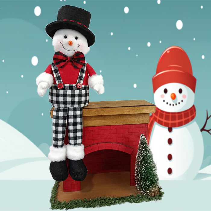 Kerst zittende sneeuwpop lange been pop ornamenten