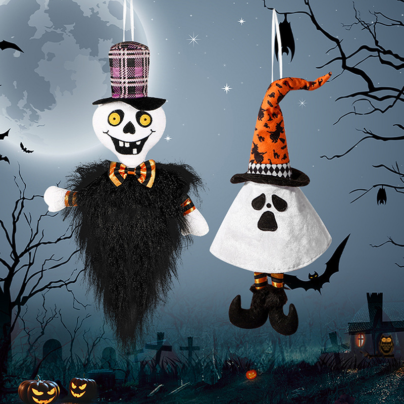 Décoration suspendue de jardin effrayante pour Halloween – Crâne fantôme