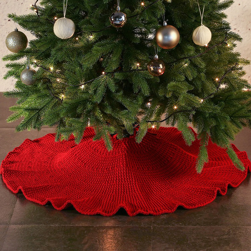 تنورة شجرة كبيرة منسوجة باللون العاجي - لا بد من اقتنائها في عيد الميلاد!